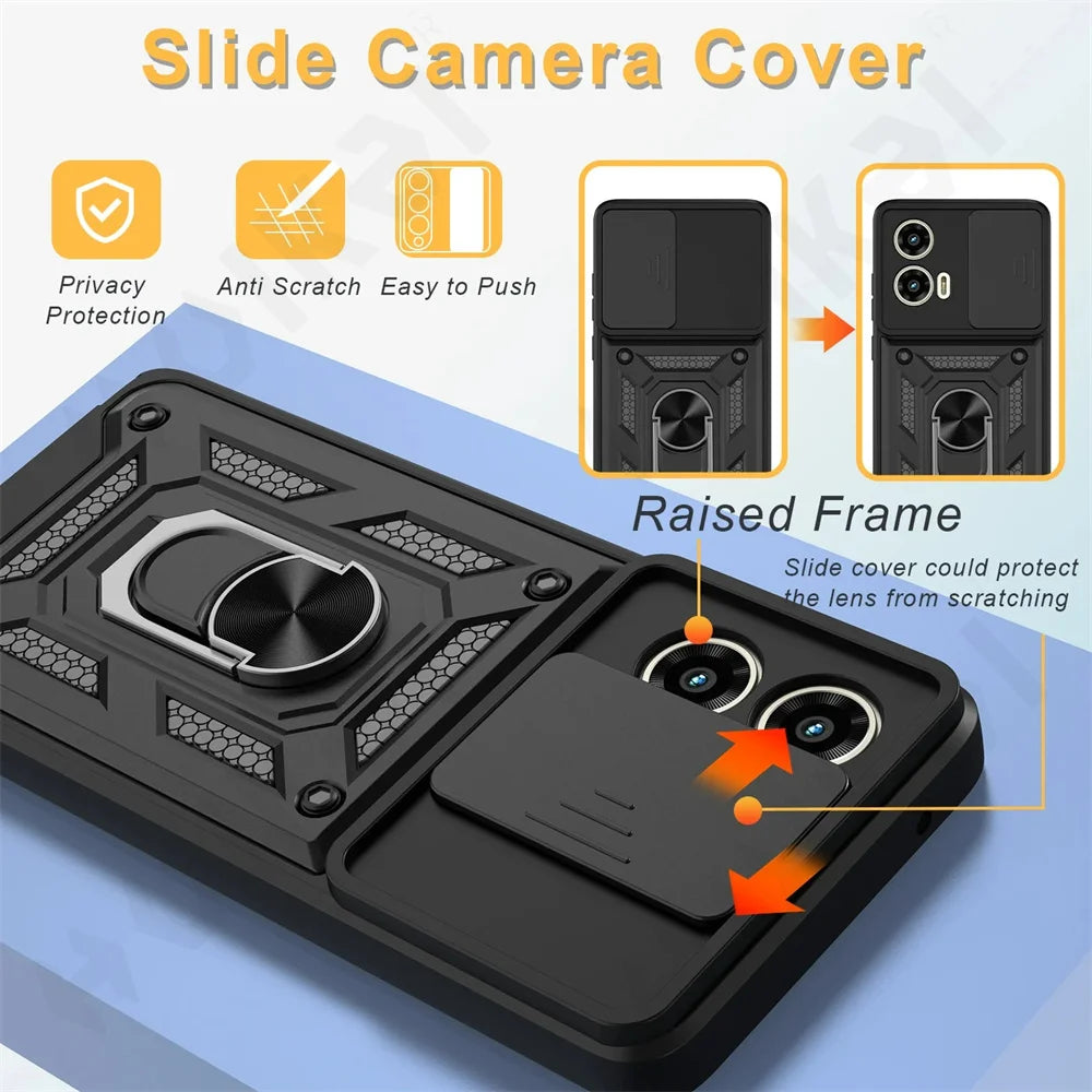 Case For Motorola Moto Edge 50 Pro Fusion 40 Neo G84 G54 4G Pro G34 G53 Camera Lens Cover Phone Case Ring Stand rotate Cover