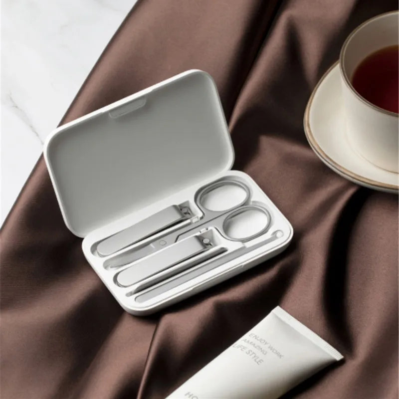 XIAOMI Mijia nail clipper five-piece set white high-quality stainless steel magnetic absorption simple five-piece set portable