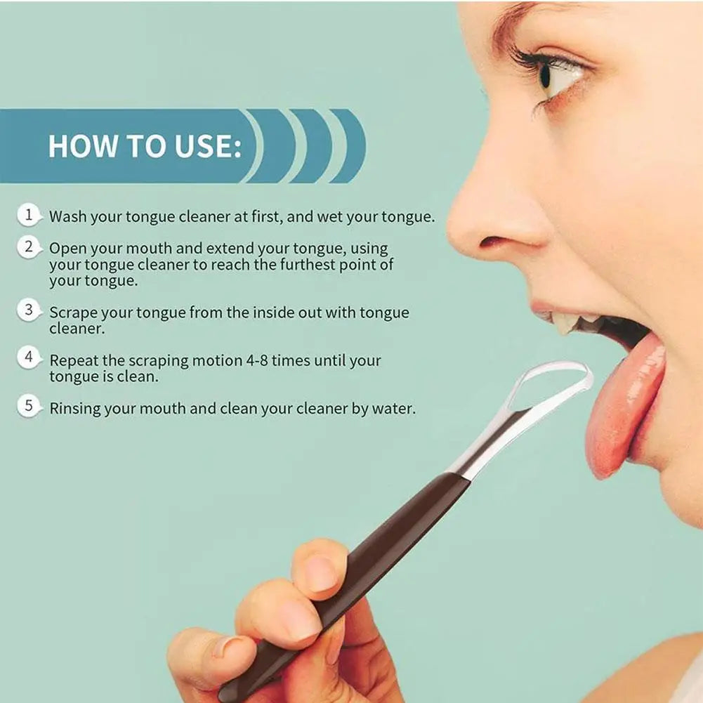 Stainless Steel Tongue Scraper Cleaner Adult Surgical Grade Eliminate Bad Breath Metal Tongue Scarper Brush Dental Scrapper Tool