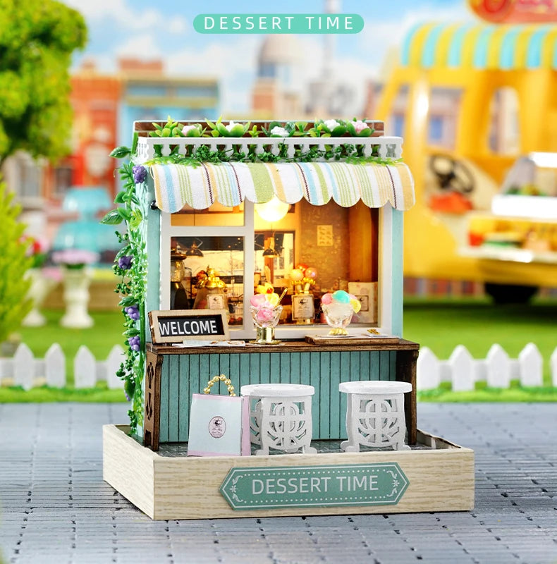 Mini Miniature Doll House DIY Small House Kit With Furniture Cover Making Room Toys Home Bedroom Decorations  Wooden DollHouse