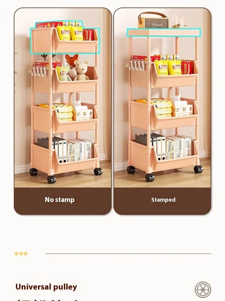 Rack Trolley Bookshelf Kitchen Storage Rack Kitchen Corner Narrow Slit Storage Cabinet Bathroom Living Room Snacks Rack