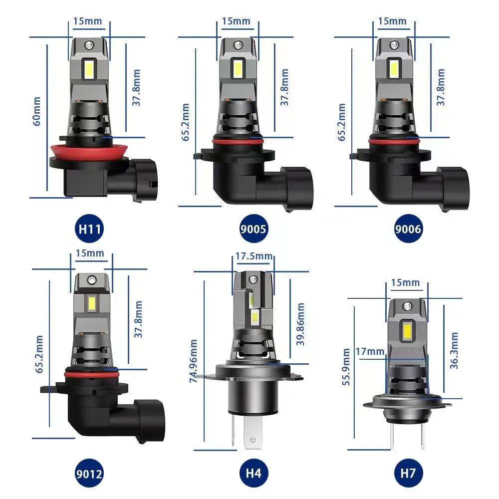 H7 LED Headlight Bulbs I7s H7 Mini Headlamp Plug and Play Lamp 60W Mini Wireless Car Headlight 6000K White 20000LM 12V Auto Lamp