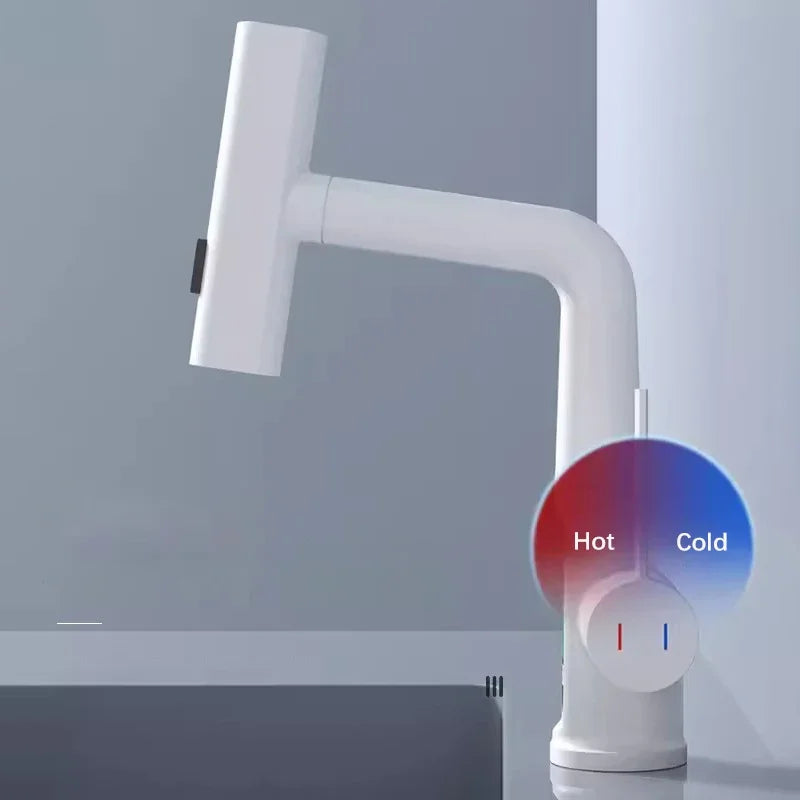 Waterfall Temperature Digital Display Basin Faucet Lift Up Down Stream Sprayer Hot Cold Water Sink Mixer Wash Tap For Bathroom