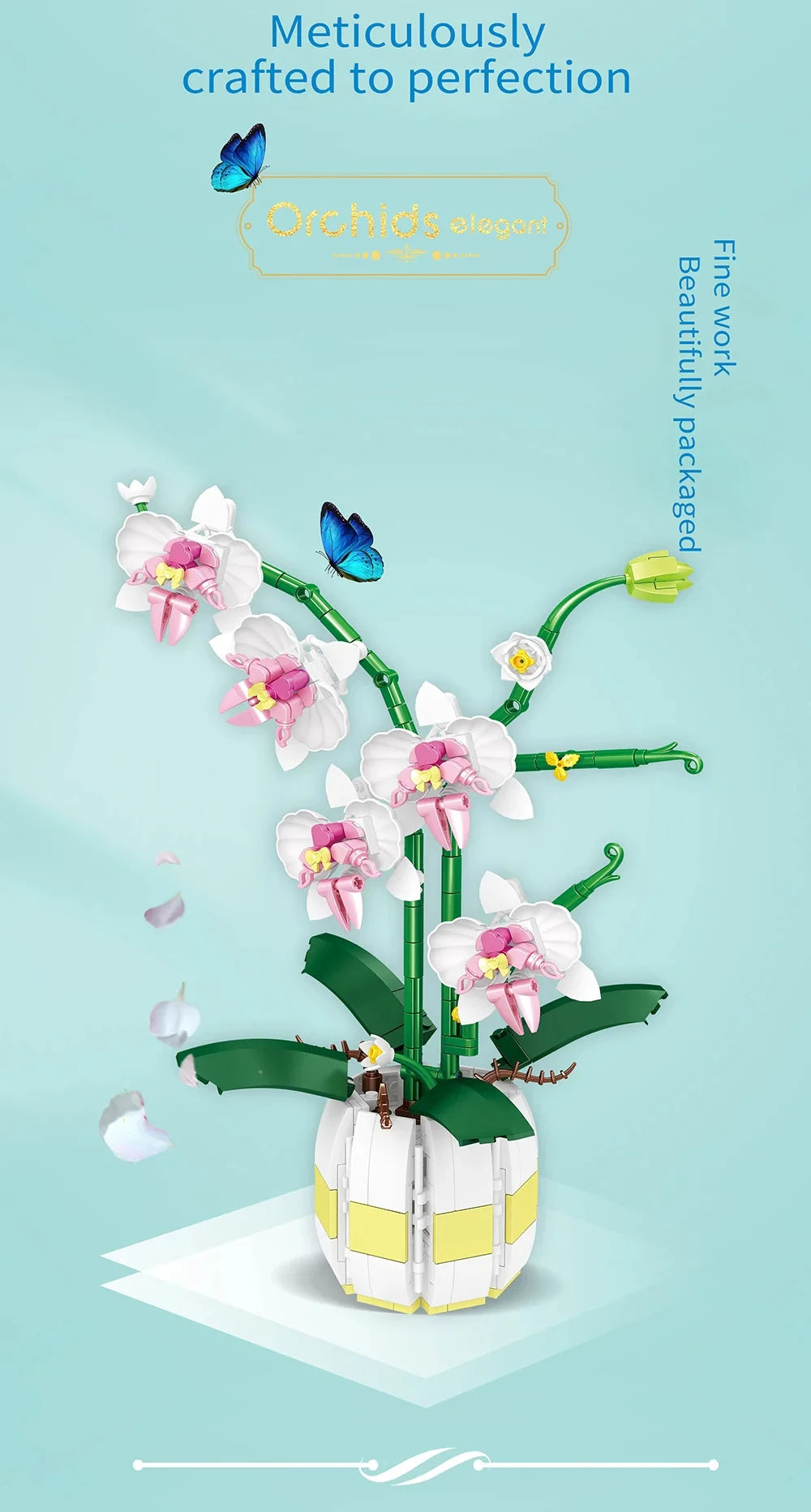 616PCS Orchid Building Blocks Flowers Bouquet Flower Blocks Bonsai Plant Model Bricks Romantic Home Decoration Toy For Kids Gift