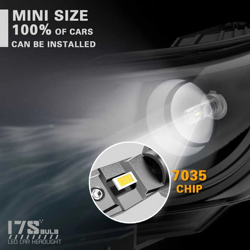 H7 LED Headlight Bulbs I7s H7 Mini Headlamp Plug and Play Lamp 60W Mini Wireless Car Headlight 6000K White 20000LM 12V Auto Lamp