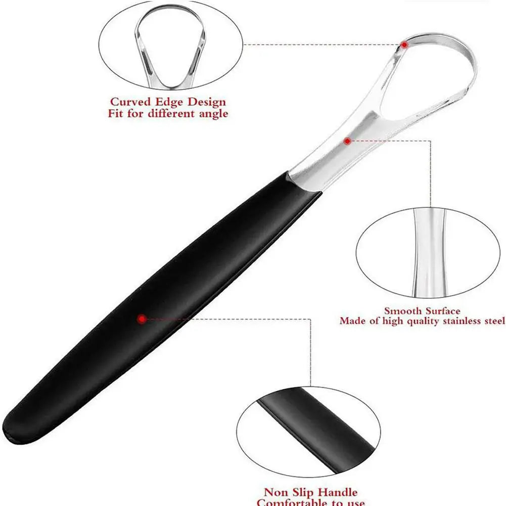 Stainless Steel Tongue Scraper Cleaner Adult Surgical Grade Eliminate Bad Breath Metal Tongue Scarper Brush Dental Scrapper Tool