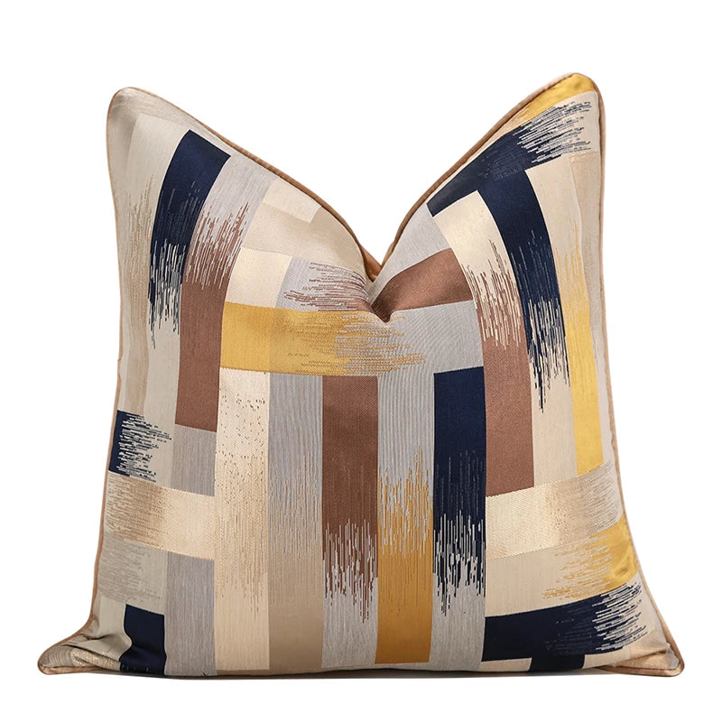 Stripe Jacquard Square Cushion Cover, Beige, Grey, Brown, Pillow Covers for Sofa, Car, Living Room, Hot Popular