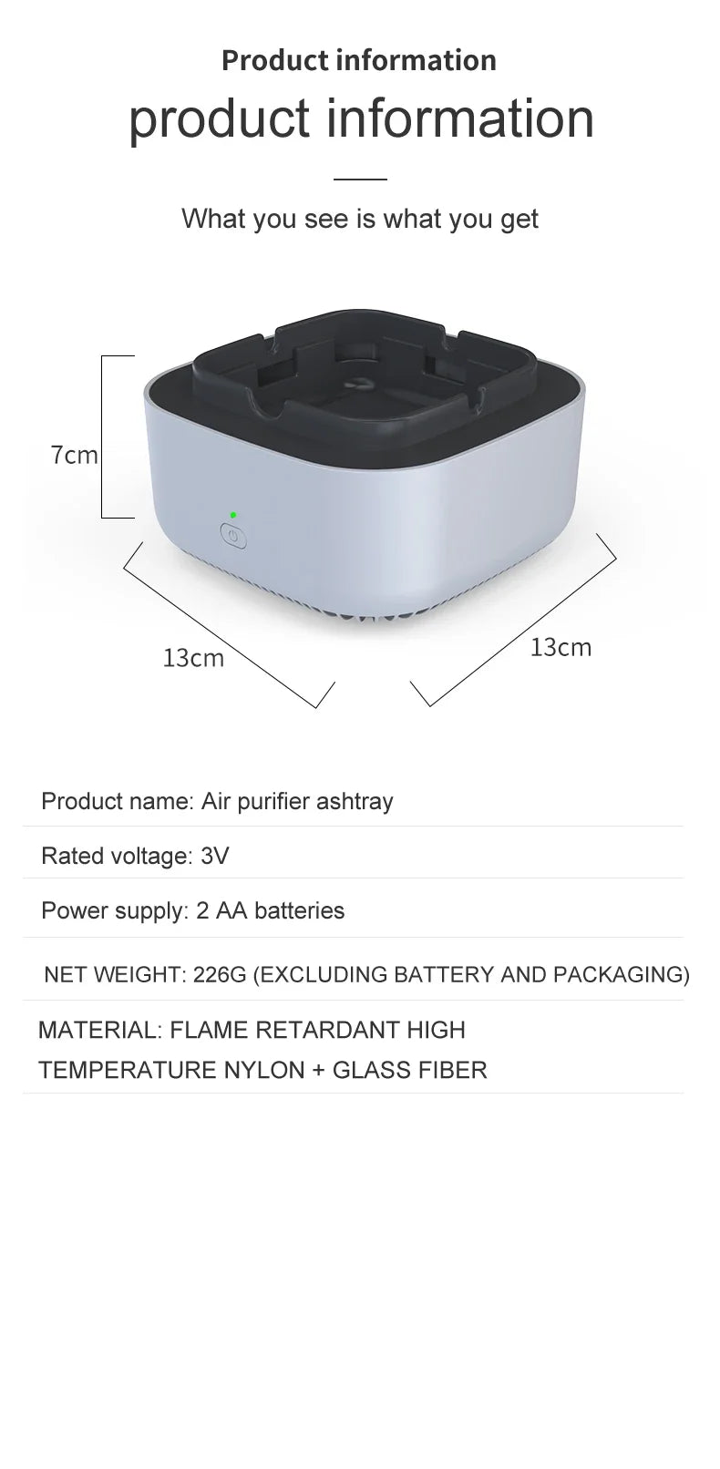 Smart Cigarette Ashtray Air Purifier Anion Purification Practical Automatic Purifier Ashtray Portable Gadgets for Car Ashtray