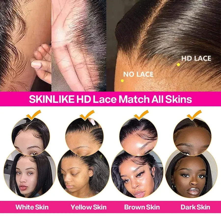 Bone Straight 38 Inch 13x4 Lace Front Wig Human Hair Wigs 250Densit HD Transparent Lace 13x6 Brazilian Human Hair Wigs For Women