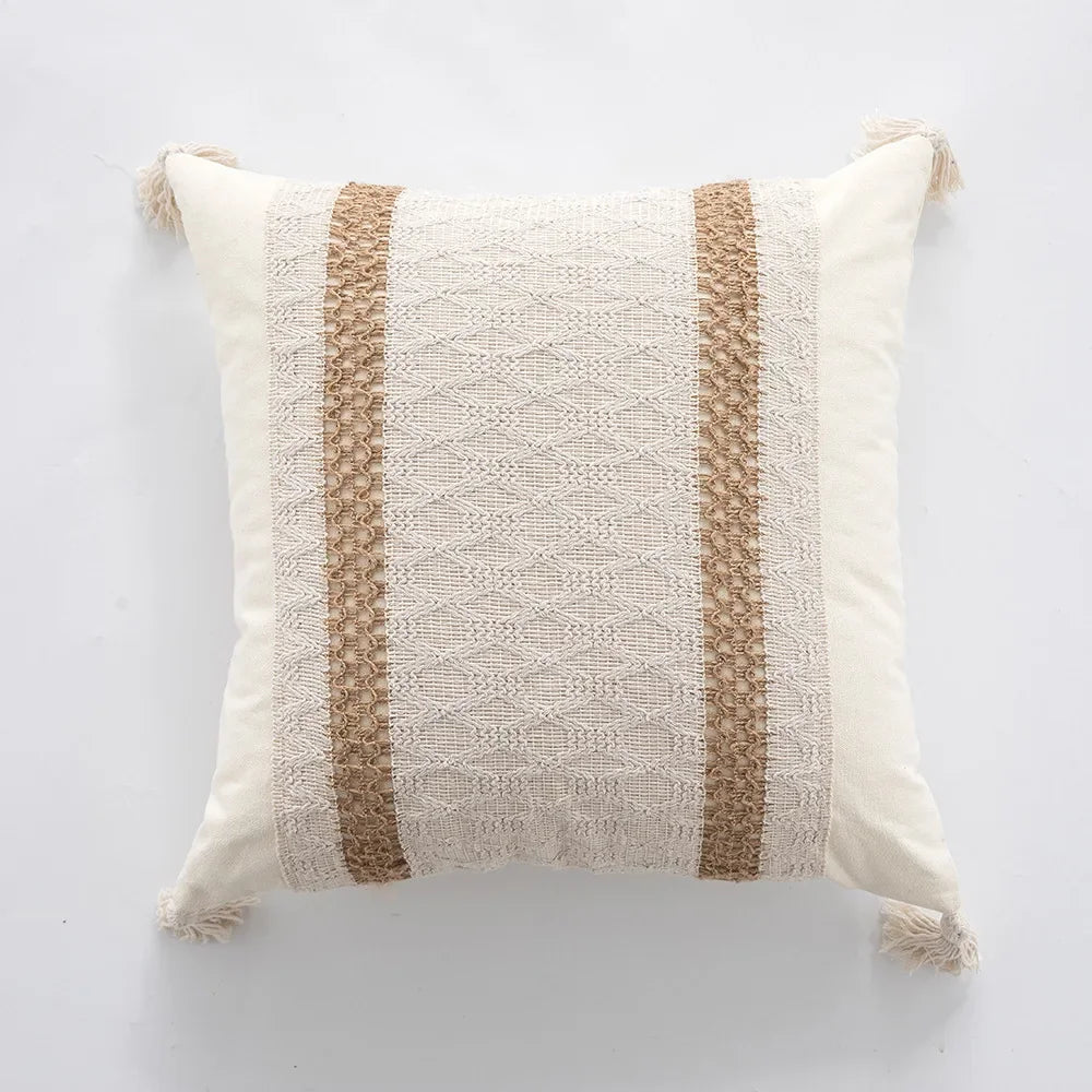 30x50/45x45cm Bohemian Linen Embroidered Fringed Throw Pillow Cover Waist Light Luxury Cushion Cover Pillowcase Home Decor