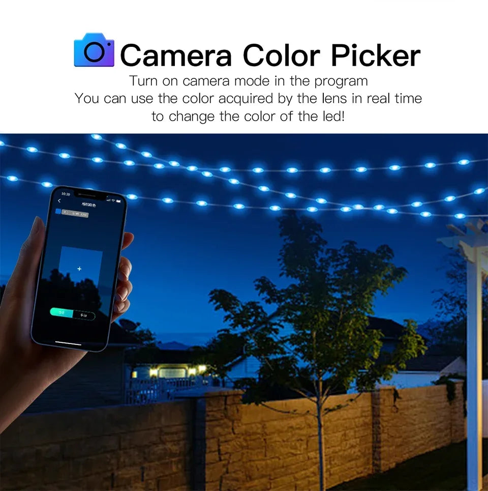 20M RGBIC USB 5V LED Sting Light Bluetooth Music APP WS2812 Programmable DIY Fairy Lights Birthday Party Garland Christmas Decor