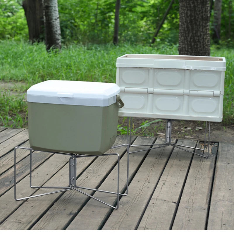 1/5PCS Stainless Steel Bracket Lightweight Foldable Cooler Bracket Camping Non-slip Picnic Barbecue Cooking Ice Bucket Rack