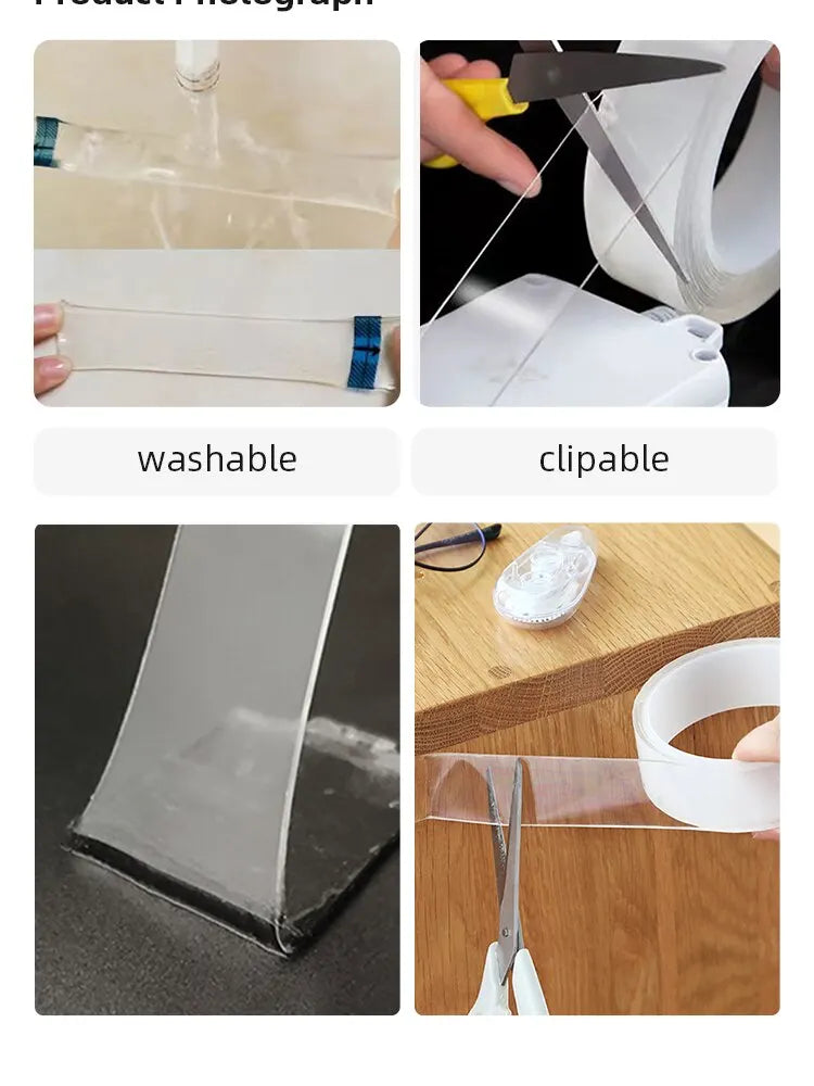 Nano Double Sided Tape Transparent Waterproof Strong Tape Reusable Nano Tape Kitchen Bathroom Home Decoration
