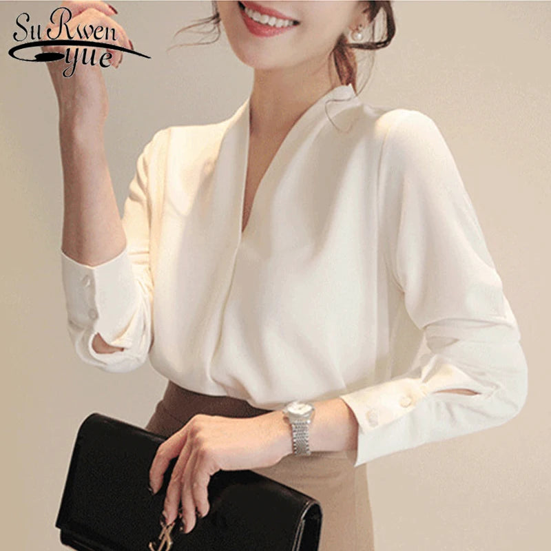Autumn Fashion Button Up Shirt Spring Vintage Blouse Women White Lady Long Sleeves Female Loose Streetwear Shirts Design Tops