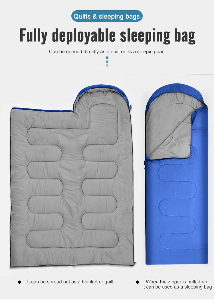 PACOONE Camping Sleeping Bag Lightweight 4 Season Warm Envelope Backpacking Outdoor Mummy Cotton Winter Sleeping Bag