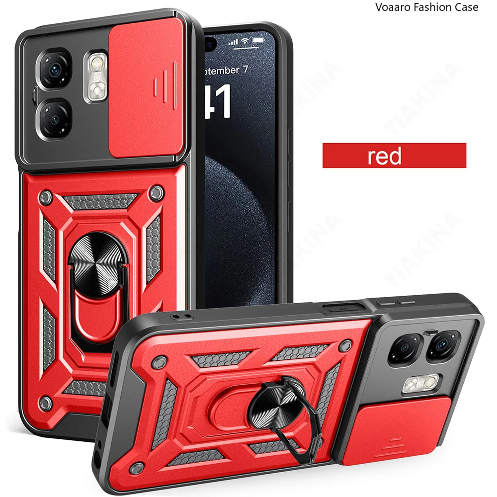 Slide Lens Camera Protect Armor Funda for Infinix Smart 9 Case Magnetic Rotate Ring Stand Holder Cover for Infinix Hot 50i Case