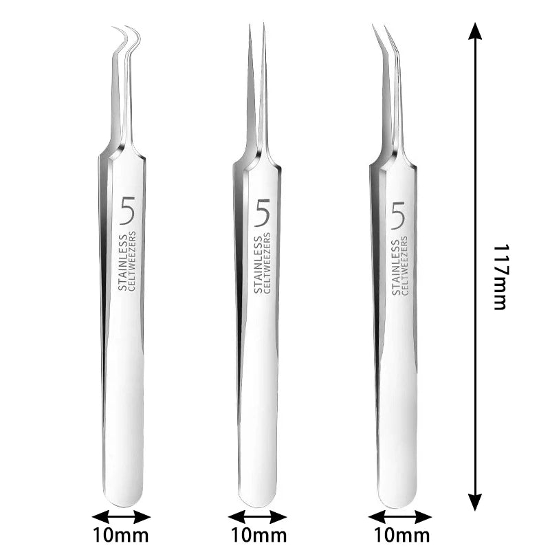 German Ultra-fine No. 5 Cell Pimples Blackhead Clip Tweezers Beauty Salon Special Scraping & Closing Artifact Acne Needle Tools