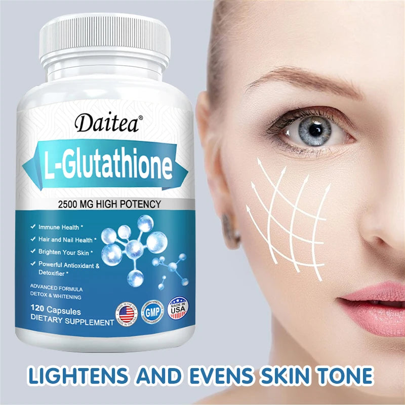 L-Glutathione Supplement, Beauty Care, Skin, Hair and Nail Health, Antioxidant and Detoxifier, Immune System, Non-GMO