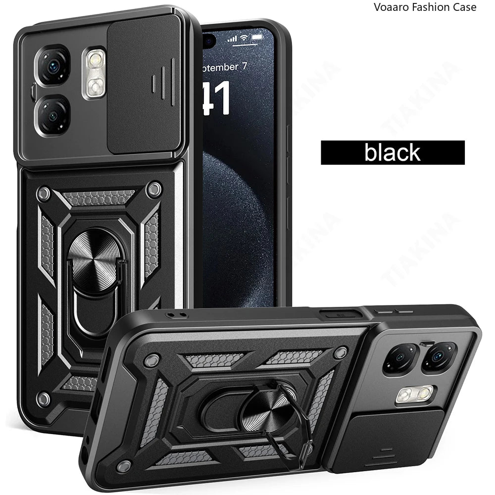 Slide Lens Camera Protect Armor Funda for Infinix Smart 9 Case Magnetic Rotate Ring Stand Holder Cover for Infinix Hot 50i Case