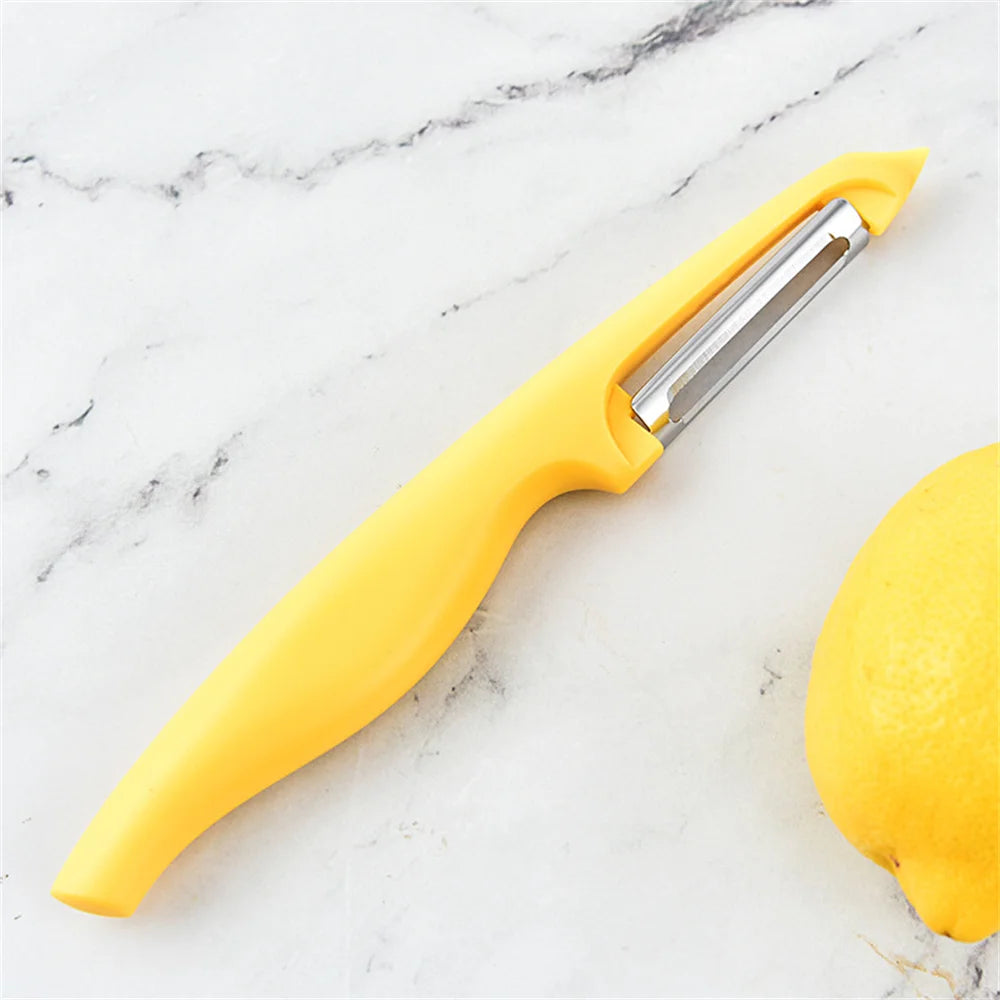 2/4/6PCS Melon Planer Knife Health Multi-function Stainless Steel Kitchen Gadget Vegetable Peeler One-word Modern Yellow