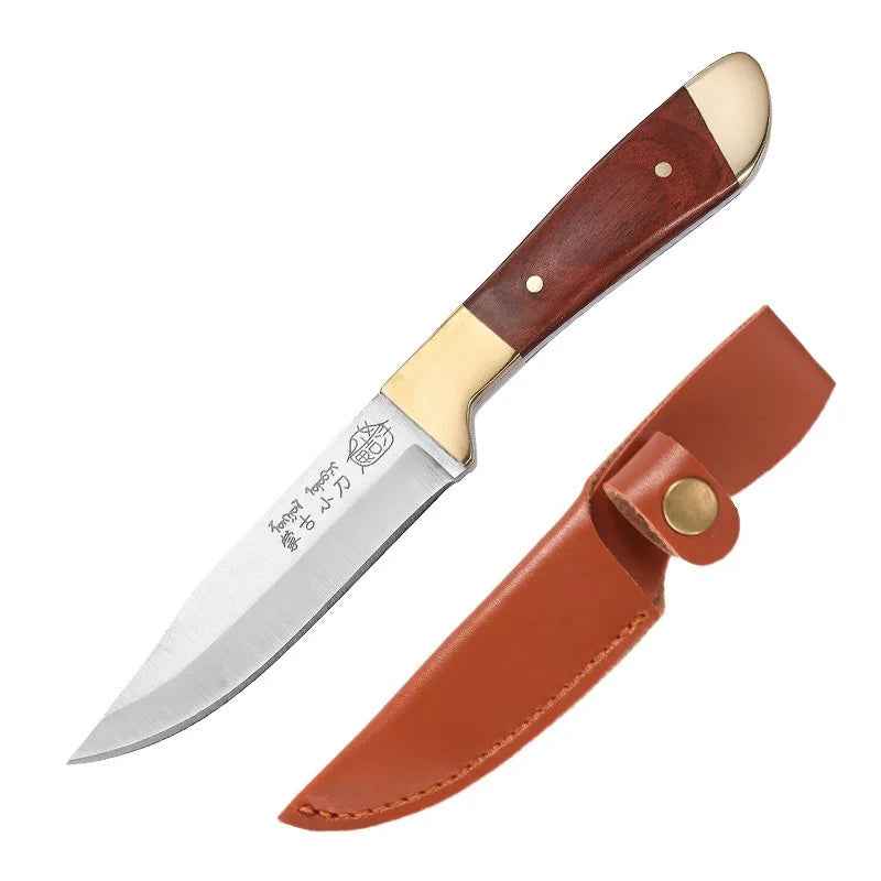 Hand steak meat knife camping copper head knife handlebar meat special knife multifunction fruit knife barbecue meat cutter knif