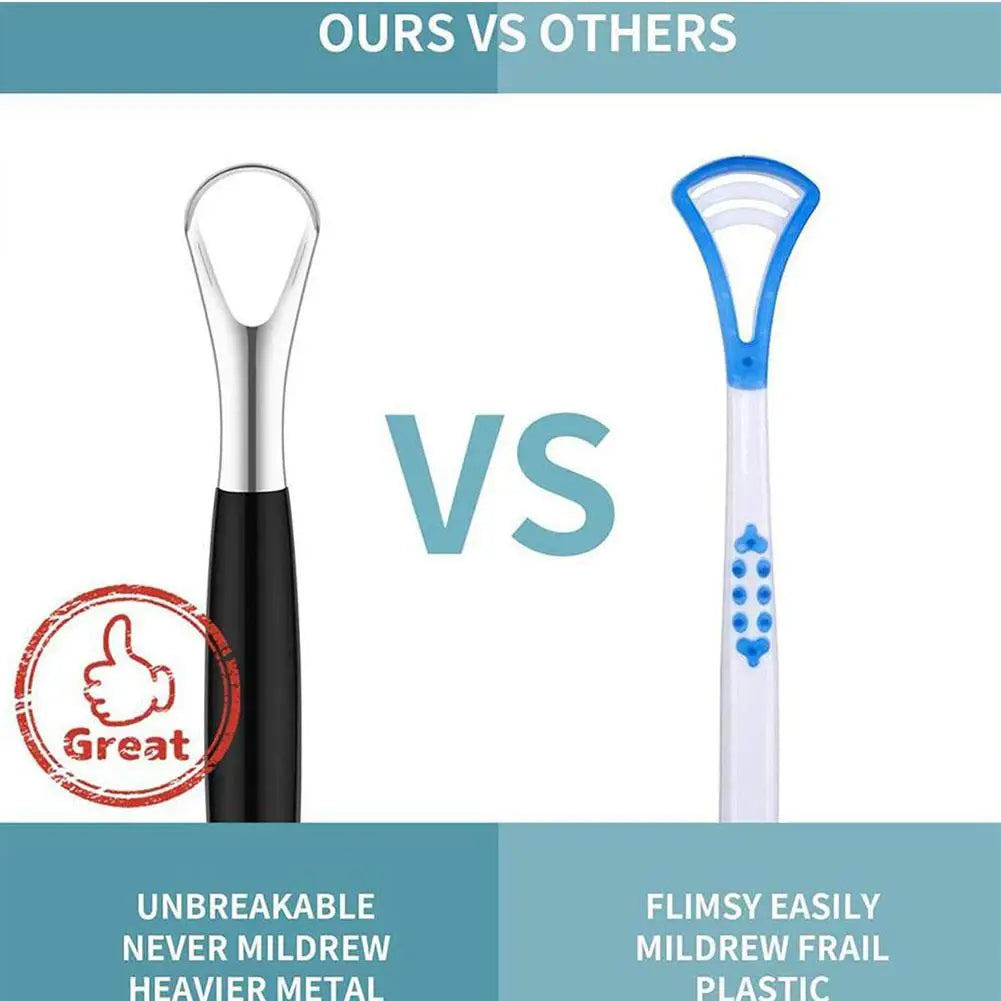 Stainless Steel Tongue Scraper Cleaner Adult Surgical Grade Eliminate Bad Breath Metal Tongue Scarper Brush Dental Scrapper Tool