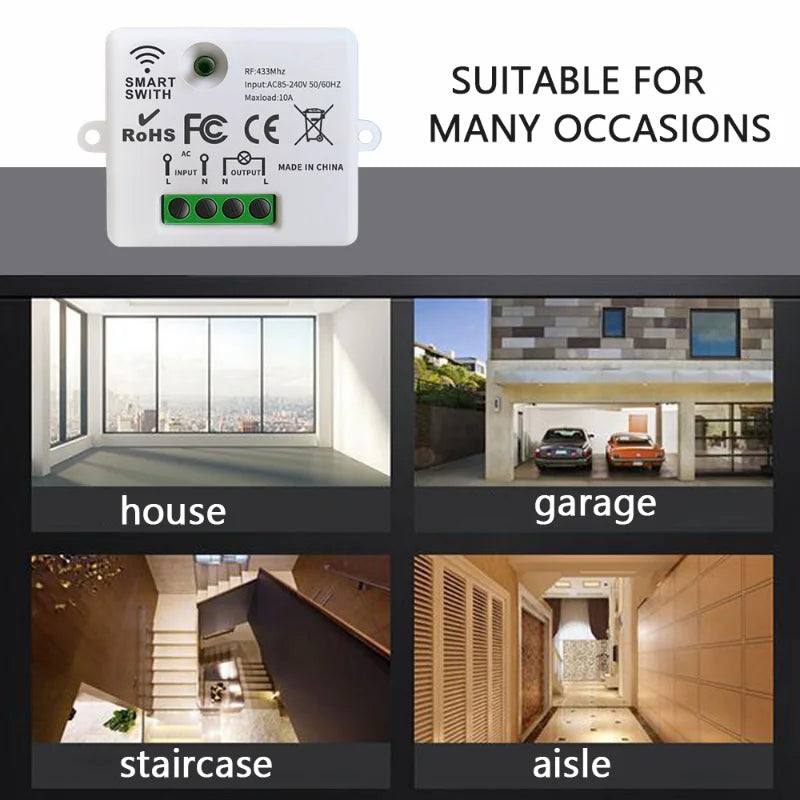 Wireless Smart Wall Switch RF 433Mhz Interruptor Light Switch Remote Control 86 Panel Receiver For Lamp Home Decoration