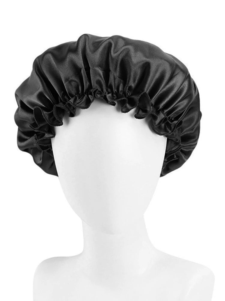 Lace Sleeping Cap Multifunctional Hair Care Cap Shower Cap Beauty Makeup Cap Imitation Silk Home Hat Suitable For Natural Curly