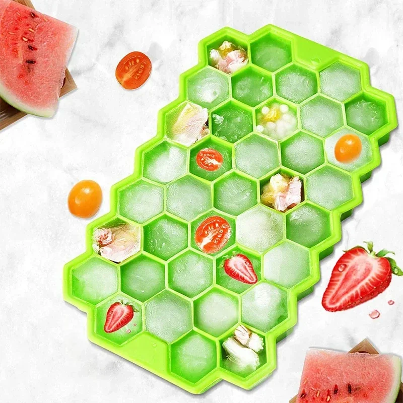 37 Cavity Silicone Ice Cube Mold with Lids Large-capacity Ice Trays Food Grade Ice Maker BPA Free Reusable Kitchen Gadgets
