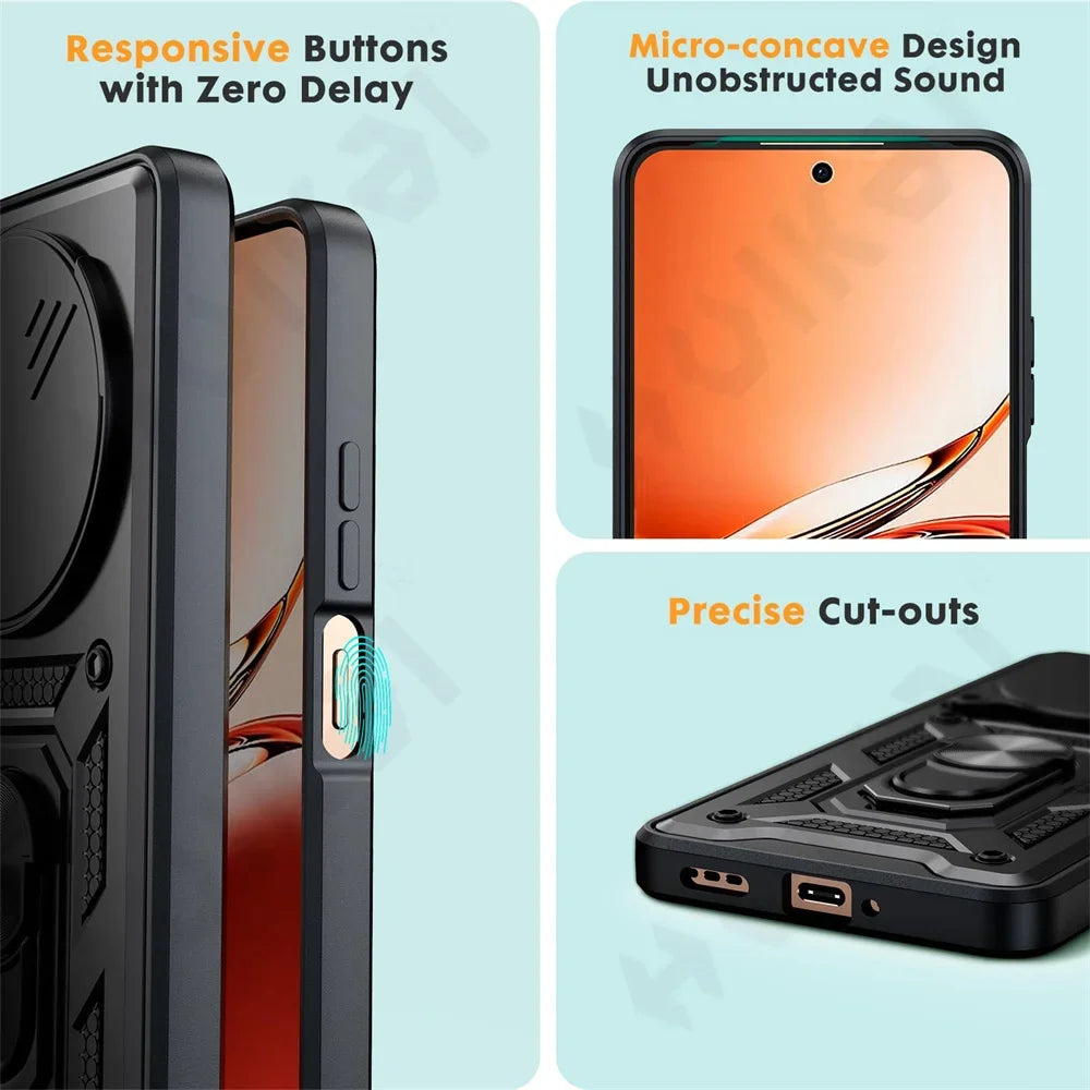 Case for OPPO Realme 13 12 Pro Plus Reno 12 Pro 12F Camera Lens Phone Case Ring Stand Armor TPU Antill Silicone Rotate Cover