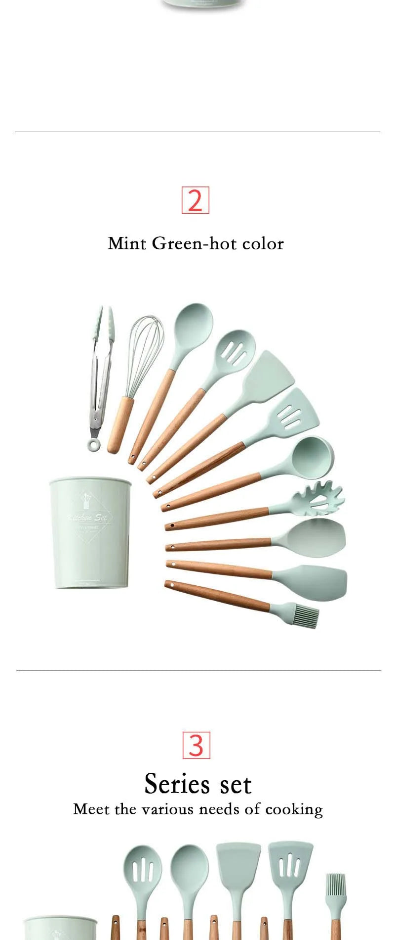 Heat Resistant Silicone Kitchenware Cooking Utensils Set Kitchen Non-Stick Cooking Utensils Baking Tools With Storage Box Tools