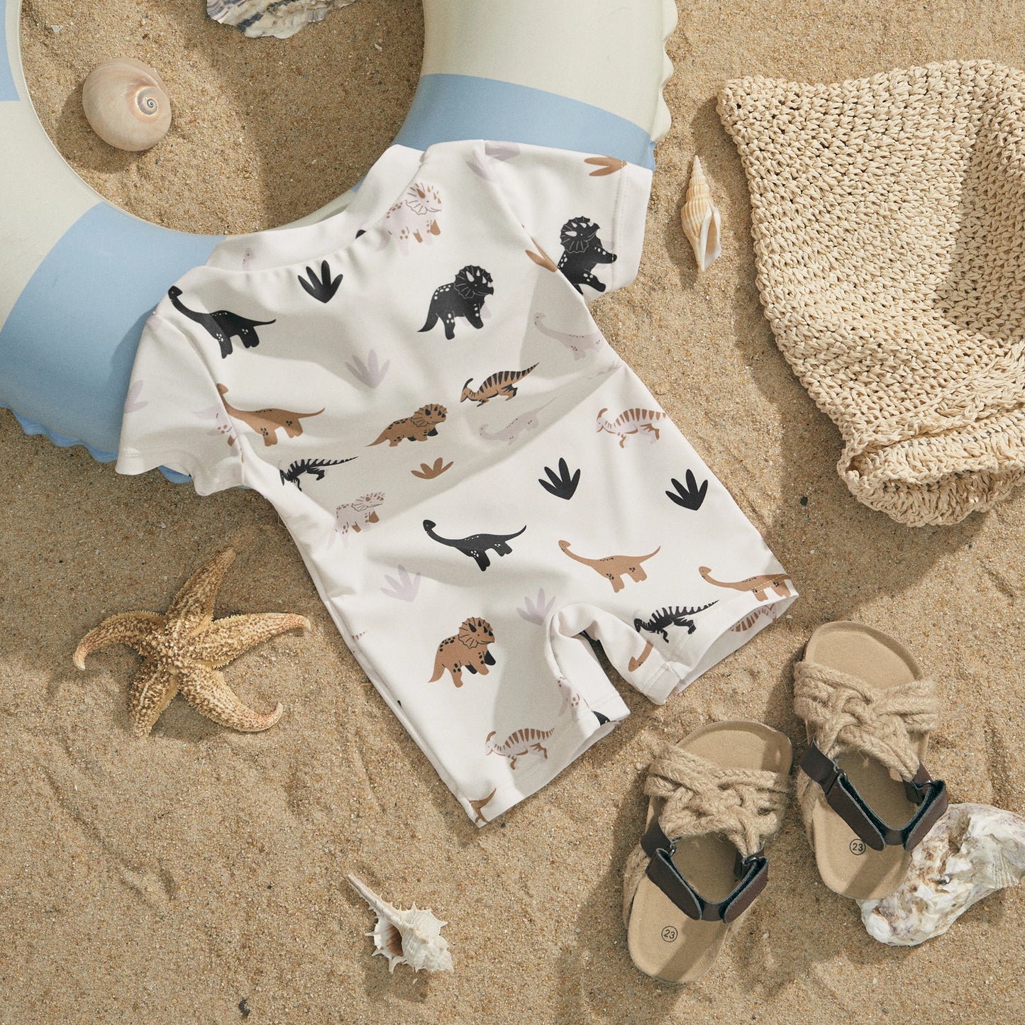 ma&baby 0-3Y Newborn Infant Toddler Baby Boy Girl Swimsuit Dinosaur Coconut Tree Short Sleeve Swimwear Beachwear Bathing Suit