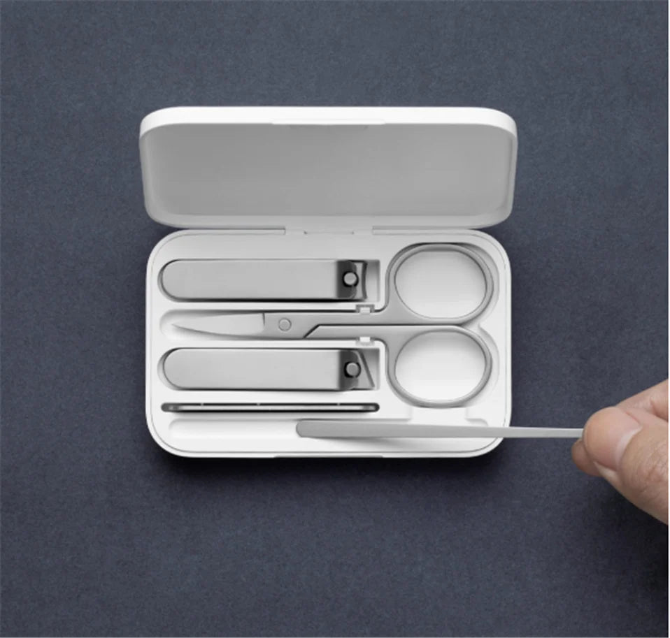 XIAOMI Mijia nail clipper five-piece set white high-quality stainless steel magnetic absorption simple five-piece set portable