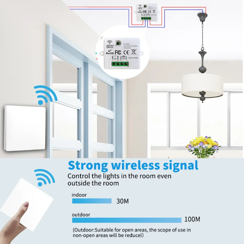 Wireless Smart Wall Switch RF 433Mhz Interruptor Light Switch Remote Control 86 Panel Receiver For Lamp Home Decoration