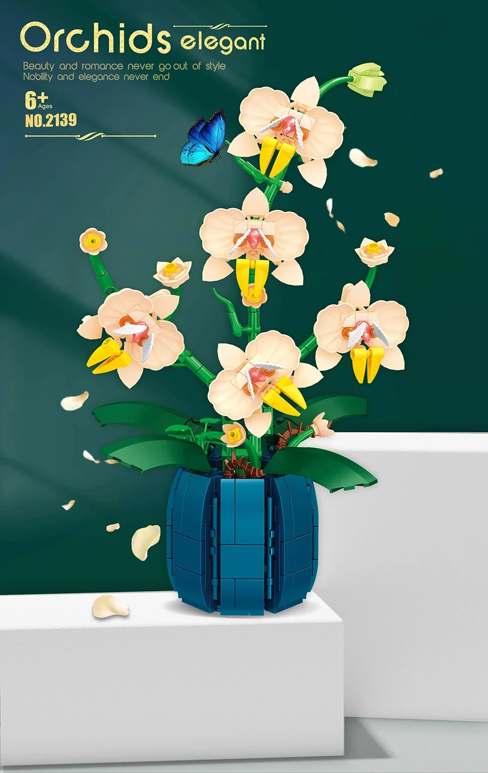 616PCS Orchid Building Blocks Flowers Bouquet Flower Blocks Bonsai Plant Model Bricks Romantic Home Decoration Toy For Kids Gift