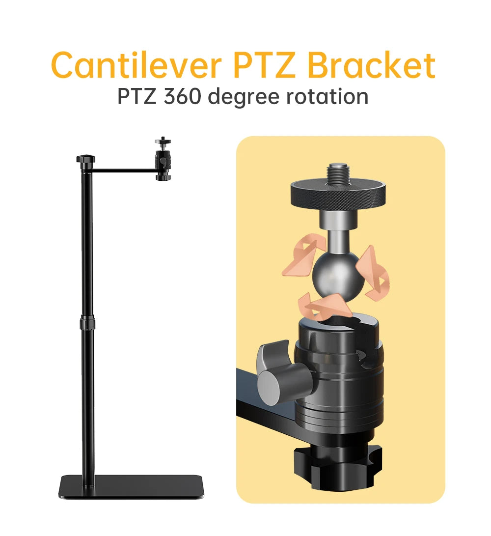 128cm/50Inch Floor Projector Support Stand Metal Holder Multi-angle Adjustable 360 PTZ Rotating Projector Bracket for Film Video
