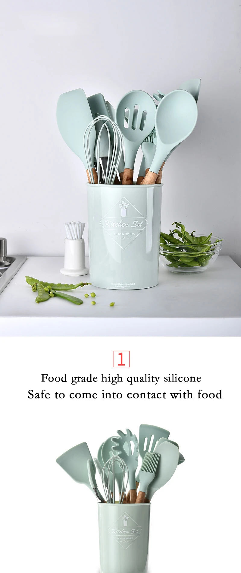 Heat Resistant Silicone Kitchenware Cooking Utensils Set Kitchen Non-Stick Cooking Utensils Baking Tools With Storage Box Tools