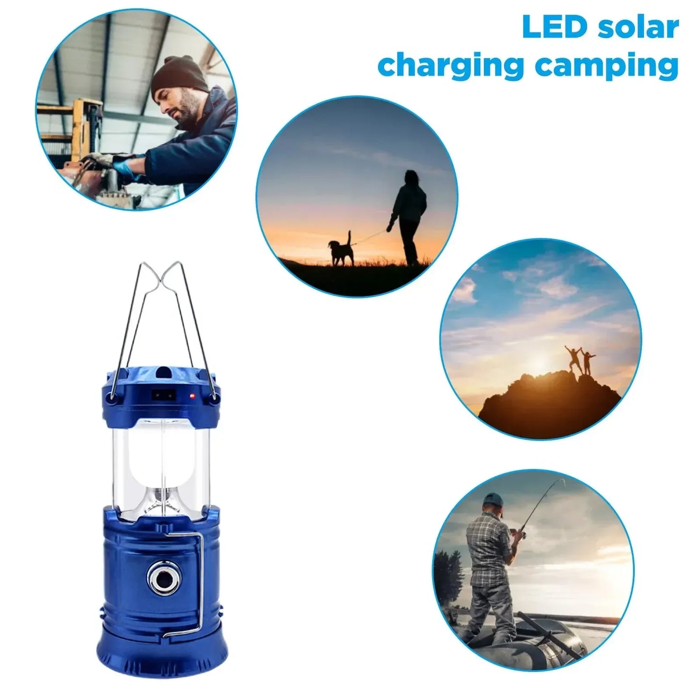Solar Portable Lantern LED Flashlight Telescopic Torch Outdoor Camping Light Tent Lamp USB Rechargeable Emergency Work Light