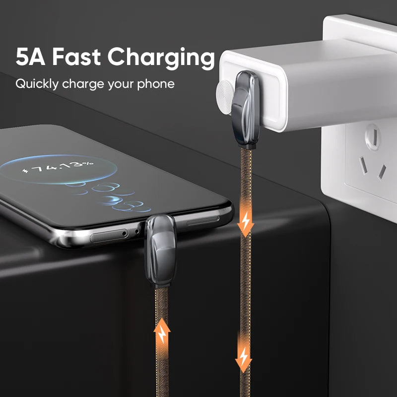 AUFU 240W USB C To Type C Cable for iPhone15 Macbook PC Samsung Xiaomi POCO Games Angle PD 5A Fast Charging Cable Data USB Cable