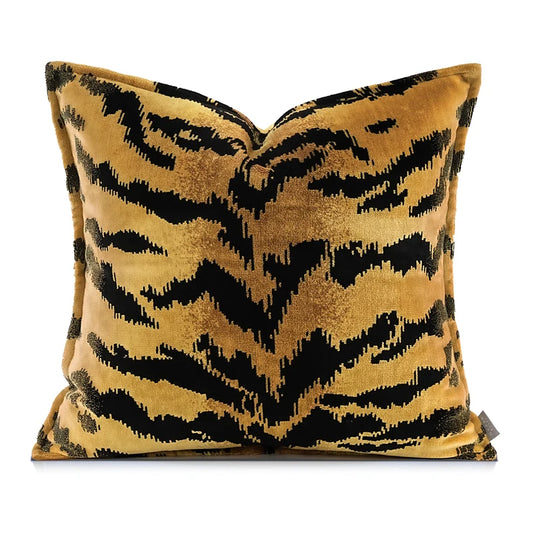 Yellow Tiger Stripe Pillows Luxury Velvet Cushion Case Living Room Decorative Pillow Cover For Sofa Modern Home Decorations