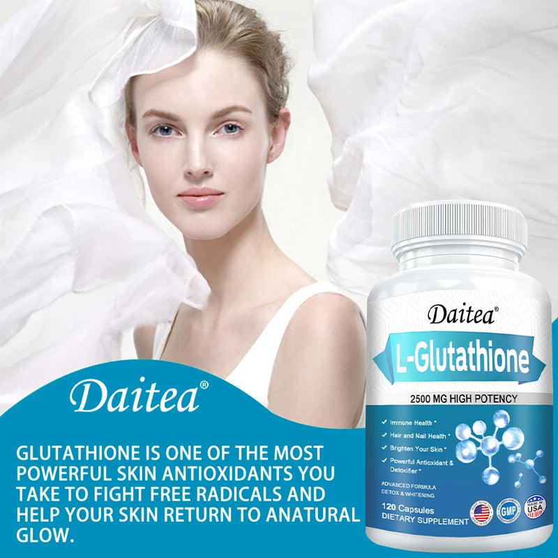 L-Glutathione Supplement, Beauty Care, Skin, Hair and Nail Health, Antioxidant and Detoxifier, Immune System, Non-GMO