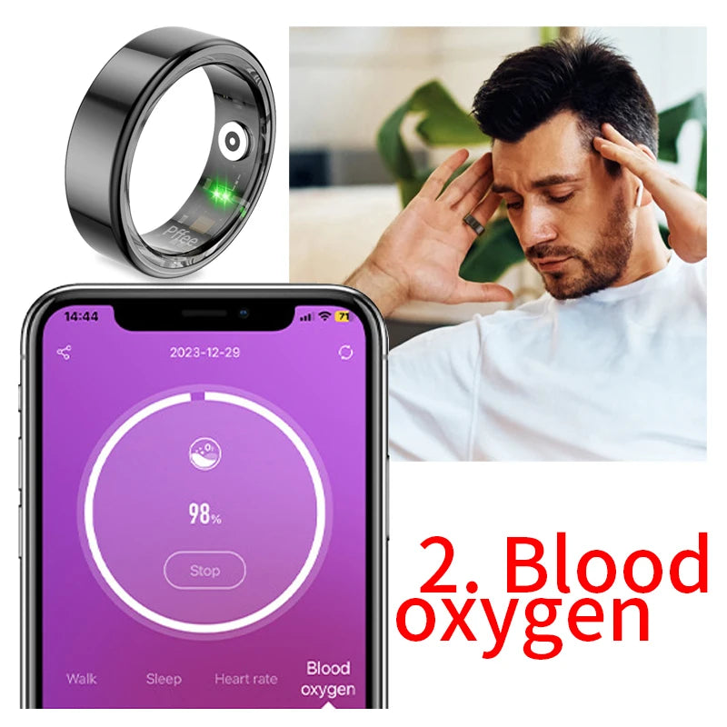 Pffee Lord Of The Rings For Women Man Luxury Jewelry Smart Ring Sport Gadgets Men Health Tracker Heart Rate Blood Oxygen Monitor