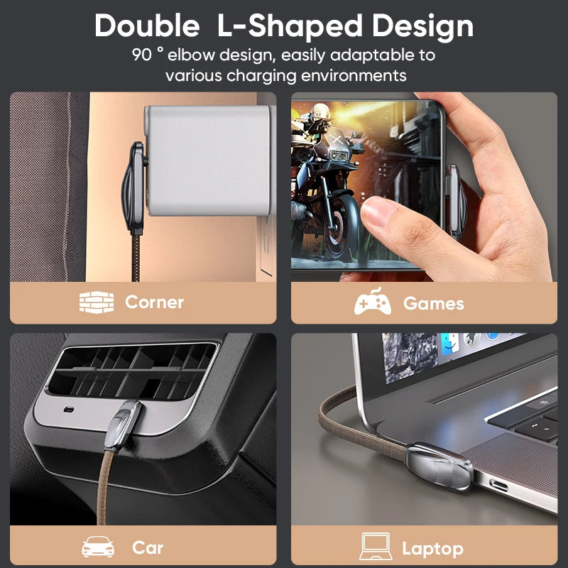 AUFU 240W USB C To Type C Cable for iPhone15 Macbook PC Samsung Xiaomi POCO Games Angle PD 5A Fast Charging Cable Data USB Cable