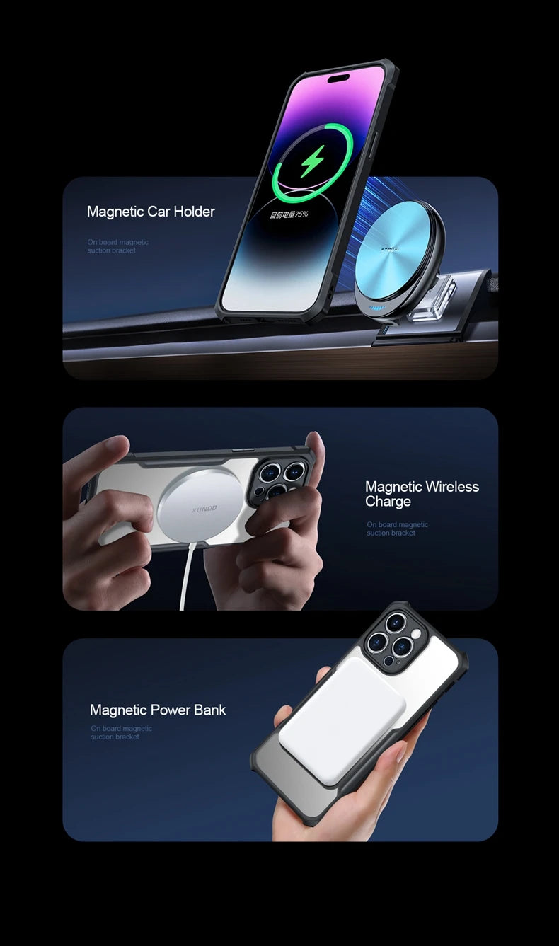Xundd Magnetic Case For Nubia Red Magic 9 Pro 9S Pro Plus Case,Airbag Shockproof Shell Camera Protection 360 Rotation Stand Case