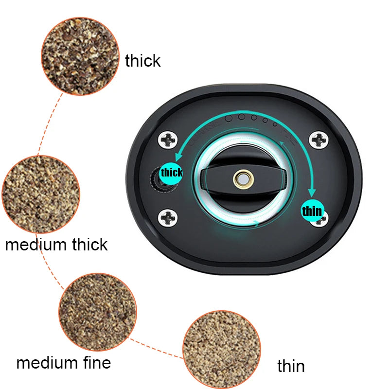 Electric Automatic Mill Pepper And Salt Grinder With Base Set Battery Powered With LED Light Adjustable Coarseness Kitchen Tool
