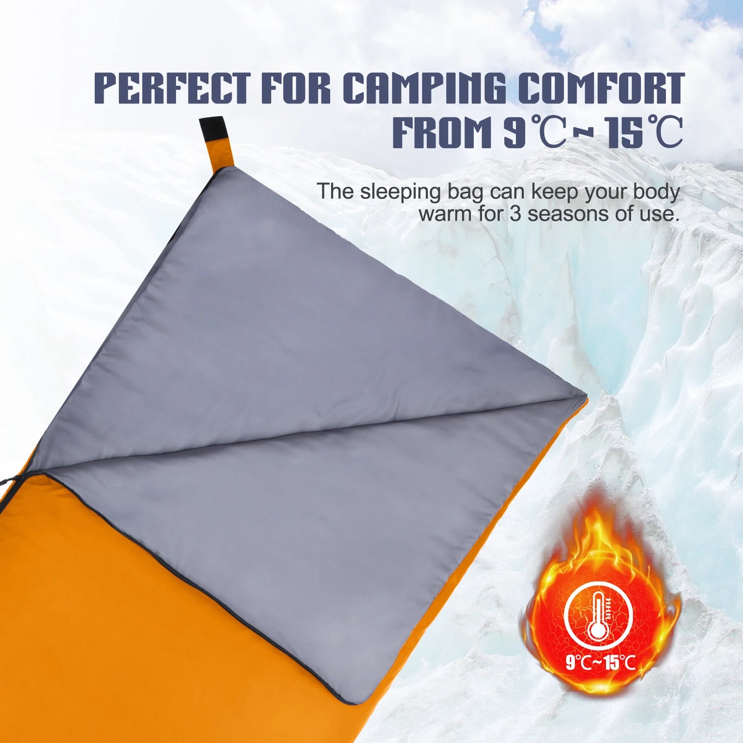 Tomshoo Ultralight Sleeping Bag for Adults 3 Season Outdoor Envelope Sleeping Bag for Camping Backpacking Travel Hiking Supplies