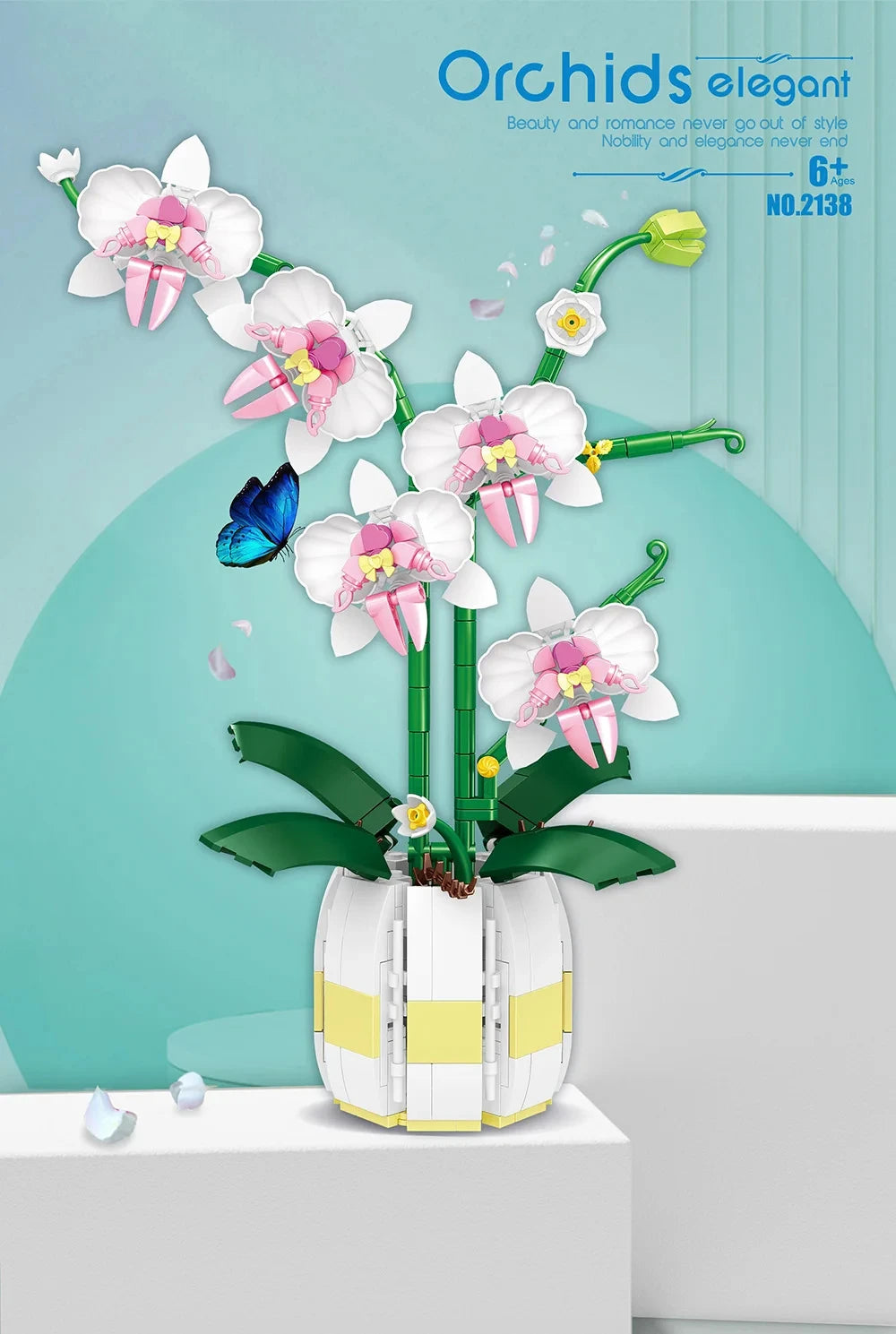 616PCS Orchid Building Blocks Flowers Bouquet Flower Blocks Bonsai Plant Model Bricks Romantic Home Decoration Toy For Kids Gift