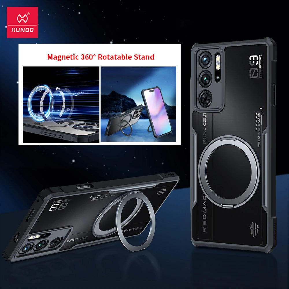 Xundd Magnetic Case For Nubia Red Magic 9 Pro 9S Pro Plus Case,Airbag Shockproof Shell Camera Protection 360 Rotation Stand Case