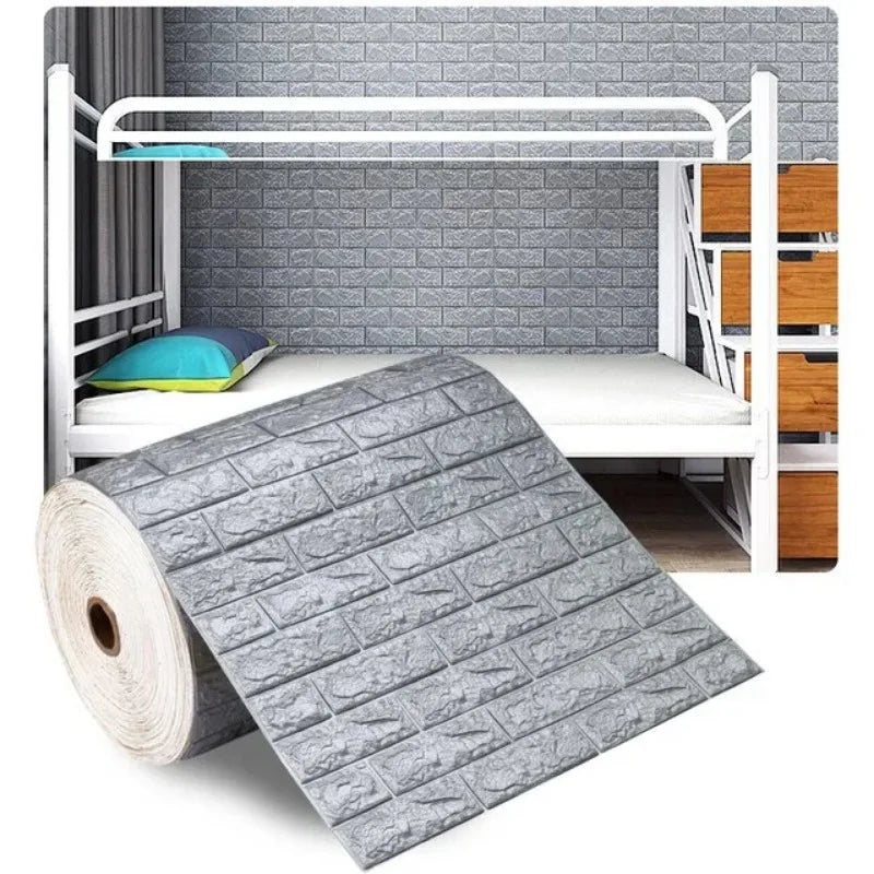 3D Wall Sticker 70cmx2m Continuous Retro Imitation Brick Wallpaper Self Adhesive Waterproof Wallcovering Living Room Wall Decor