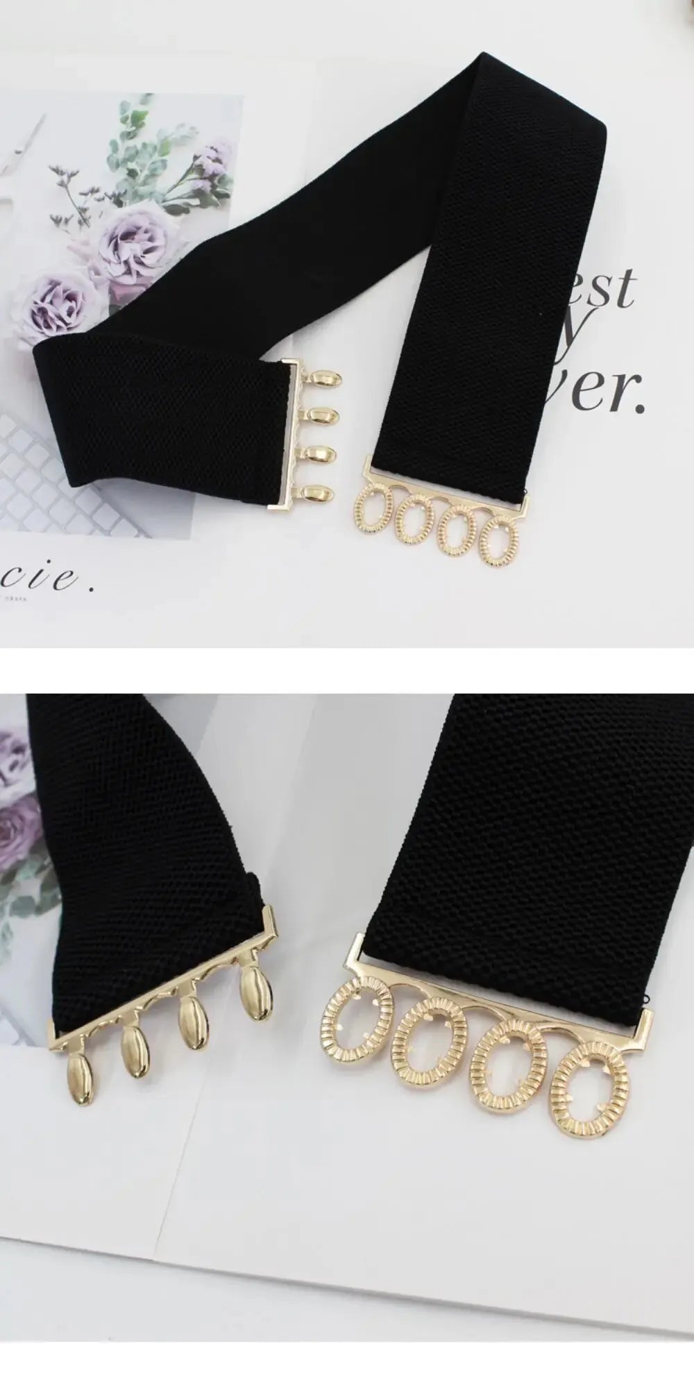Women Belt Fashion Elastic Waist Cover Golden Buckle Elastic Waist Closure Versatile Wide Belt Paired With Dress Coat Lady Belts